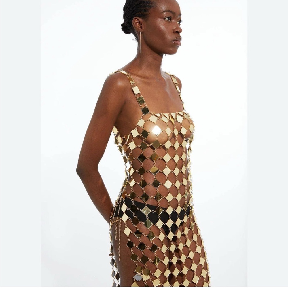 Karen Millen Gold and Black Backless Dress